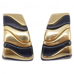Marina B Gold Onyx Steel Earrings