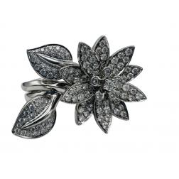 Van Cleef and Arpels White Gold and Diamond Lotus Cocktail Ring
