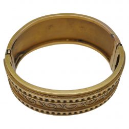 Antique Yellow Gold Hammered Fluted Bangle Bracelet