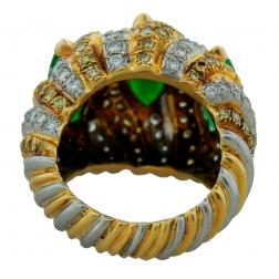 Vintage VERDURA 18k Gold Jade Diamond Ring