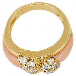 Van Cleef & Arpels Vintage Coral Diamond Gold Ring