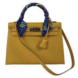 Hermès Paris Kelly 32 Yellow Epsom Leather Handbag