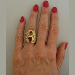 Marina B Ring Vintage 18k Gold Diamond Topaz Citrine