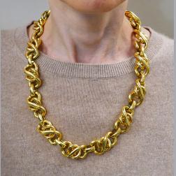 Italian Vintage Necklace Bracelet 18k Gold Link Chain