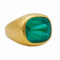 Vintage Colombian Emerald AGL 18k Gold Ring