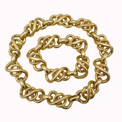 Italian Vintage Necklace Bracelet 18k Gold Link Chain