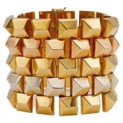 Retro Three Tone Gold Geometrical Bracelet