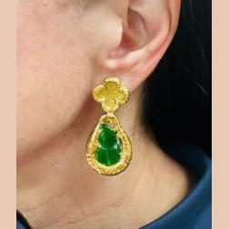 David Webb Vintage Earrings 18k Gold Jade Estate Jewelry