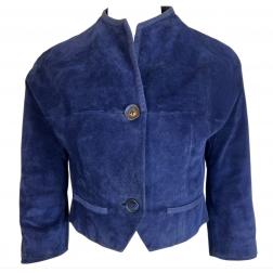 Hermes Suede Jacket Vintage Blue, Size Small