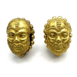Bulgari Gold Earrings Clip-On 18k Genghis Khan Design