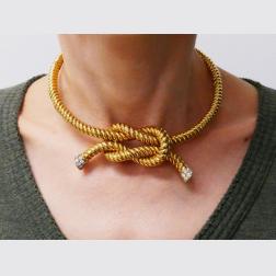 Rene Boivin Knot Vintage Necklace 18k Gold Retro Jewelry