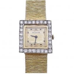 Vintage Jaeger-Le-Coultre Diamond 14k Gold Watch Bracelet
