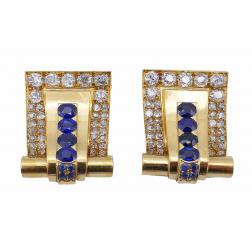 Rene Boivin 18k Gold Retro Double Clip Pin Vintage Jewelry