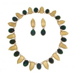 Buccellati Vintage Necklace Earrings Set 18k Gold Gemstones