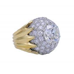 Verdura Vintage Ring 18k Gold Diamond 5.01-carat J SI2 GIA