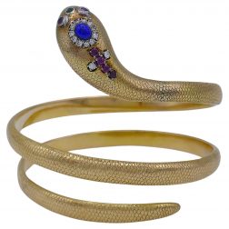 Snake Bracelet Gold, Vintage Gemstones
