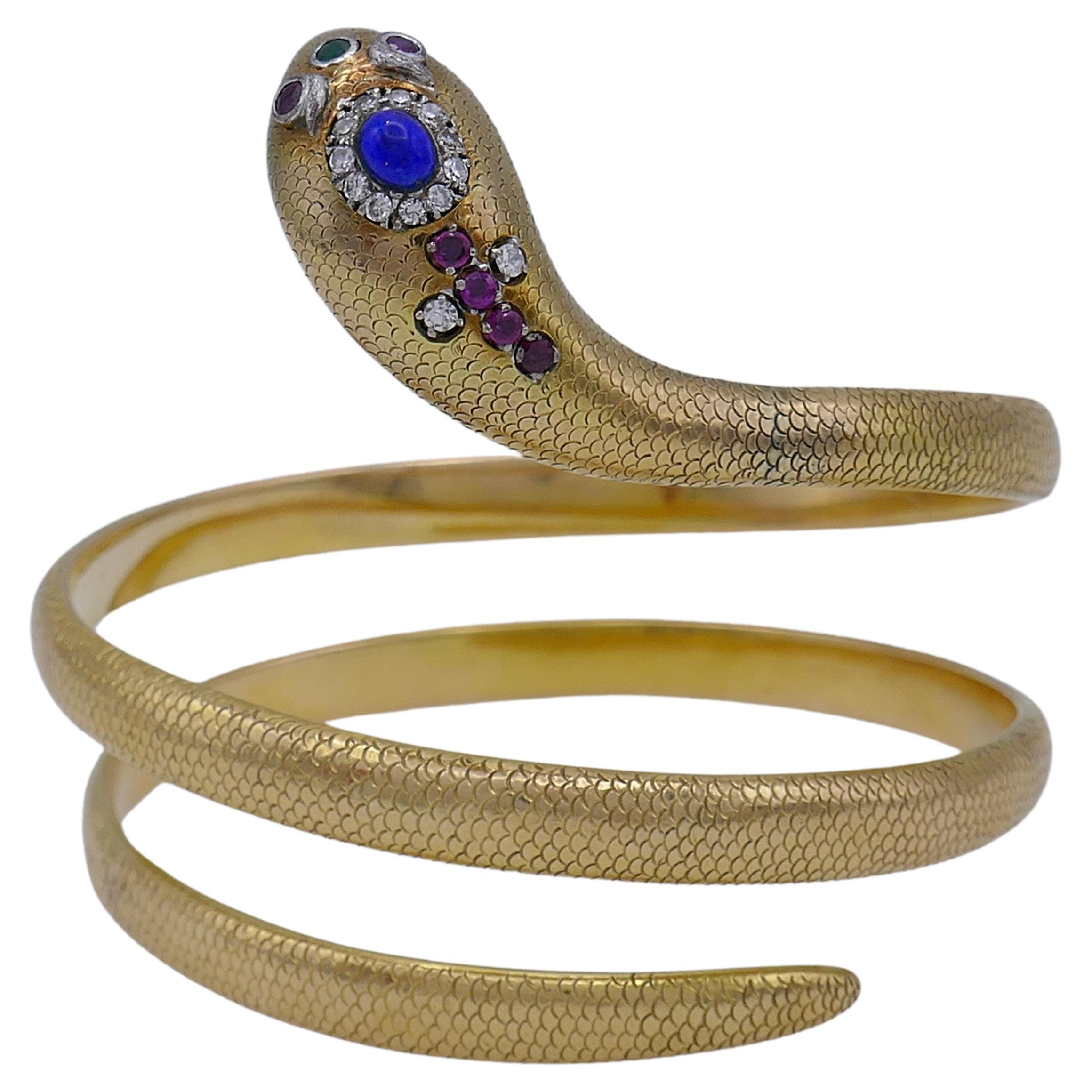 Snake Bracelet Gold Vintage Gemstones Nadine Krakov Collection