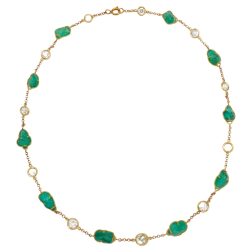 Vintage Emerald Diamond Gold Chain Necklace