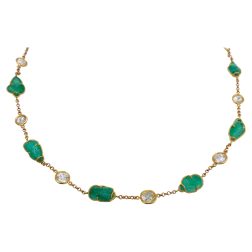 Vintage Emerald Diamond Gold Chain Necklace