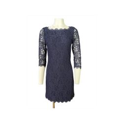 Diane von Fürstenberg Navy Lace Mini Dress, Size 8