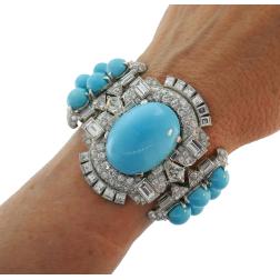 Mauboussin Vintage Bracelet Platinum Persian Turquoise Diamond