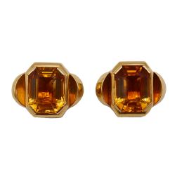 Vintage French 18k Gold Earrings Citrine Estate Jewelry