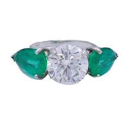Platinum Emerald Diamond Ring 3.01-ct GIA Estate Jewelry