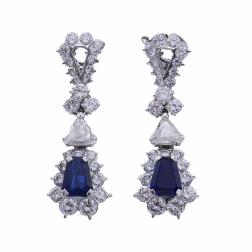 French Earrings by Mouawad Platinum Sapphire Diamond Jewelry