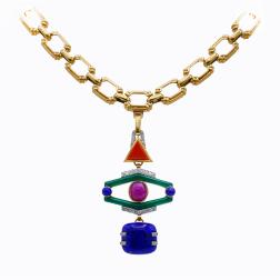 Vintage David Webb Totem Pendant 18k Gold Chain Necklace