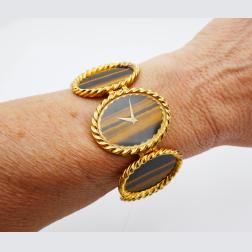 Vintage Piaget Watch 18k Gold Tiger’s Eye Ladies Jewelry