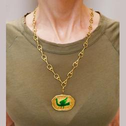 Georges Braque Bird Procris Vintage Brooch Necklace 18k Gold
