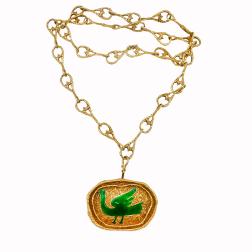 Georges Braque Bird Procris Vintage Brooch Necklace 18k Gold