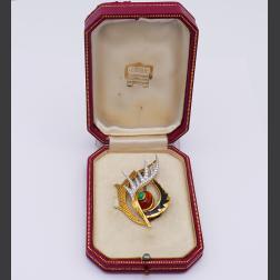 Cartier Vintage Brooch 18k Gold Gems Enamel Pin Jewelry