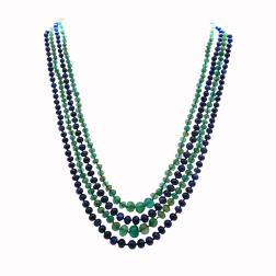 Art Deco Necklace Emerald Sapphire Bead Opal Platinum Clasp