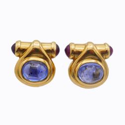 Vintage Bulgari Earrings 18k Gold Gemstone Estate Jewelry