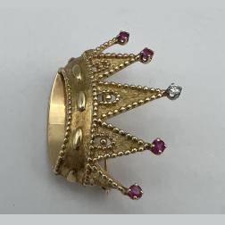 Vintage Tiffany & Co. 14k Gold Crown Brooch