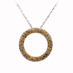 Roberto Coin Pendant Necklace 18k Gold Diamond Circle
