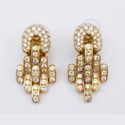 Vintage Boucheron Earrings 18k Gold Diamond Onyx French