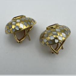 Angela Cummings Inlayed Pearl Gold Earrings