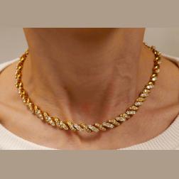 Vintage Chaumet Necklace 18k Gold Diamond Choker Collar