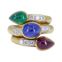 Vintage David Webb Ring 18k Gold Gemstone Snake Jewelry