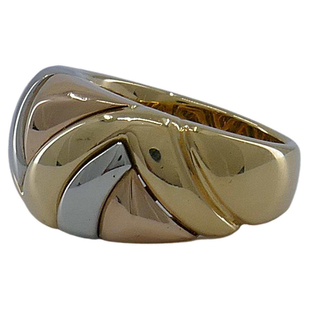 14K Tri Tone Gold Polished Dome Ring