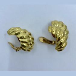 Vintage David Webb Gold Croissant Earrings