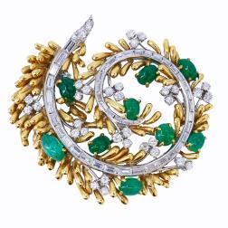 Vintage David Webb Brooch Pendant 18k Gold Gems Jewelry