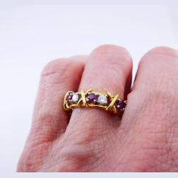 Tiffany & Co. Schlumberger Sixteen Stone Ring 18k Gold Ruby