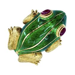 Vintage David Webb Frog Gold Brooch