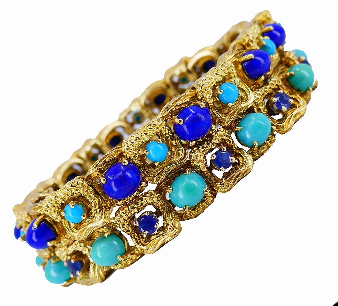Vintage Tiffany & Co. Bracelet Pair 18K Gold Gems Jewelry