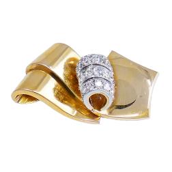 Chaumet Retro Brooch 18k Gold Diamond Pin Estate Jewelry