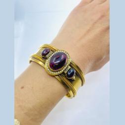 Victorian Gold Garnet Pearl Bracelet
