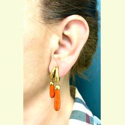 Vintage Pomellato Coral Gold Earrings
